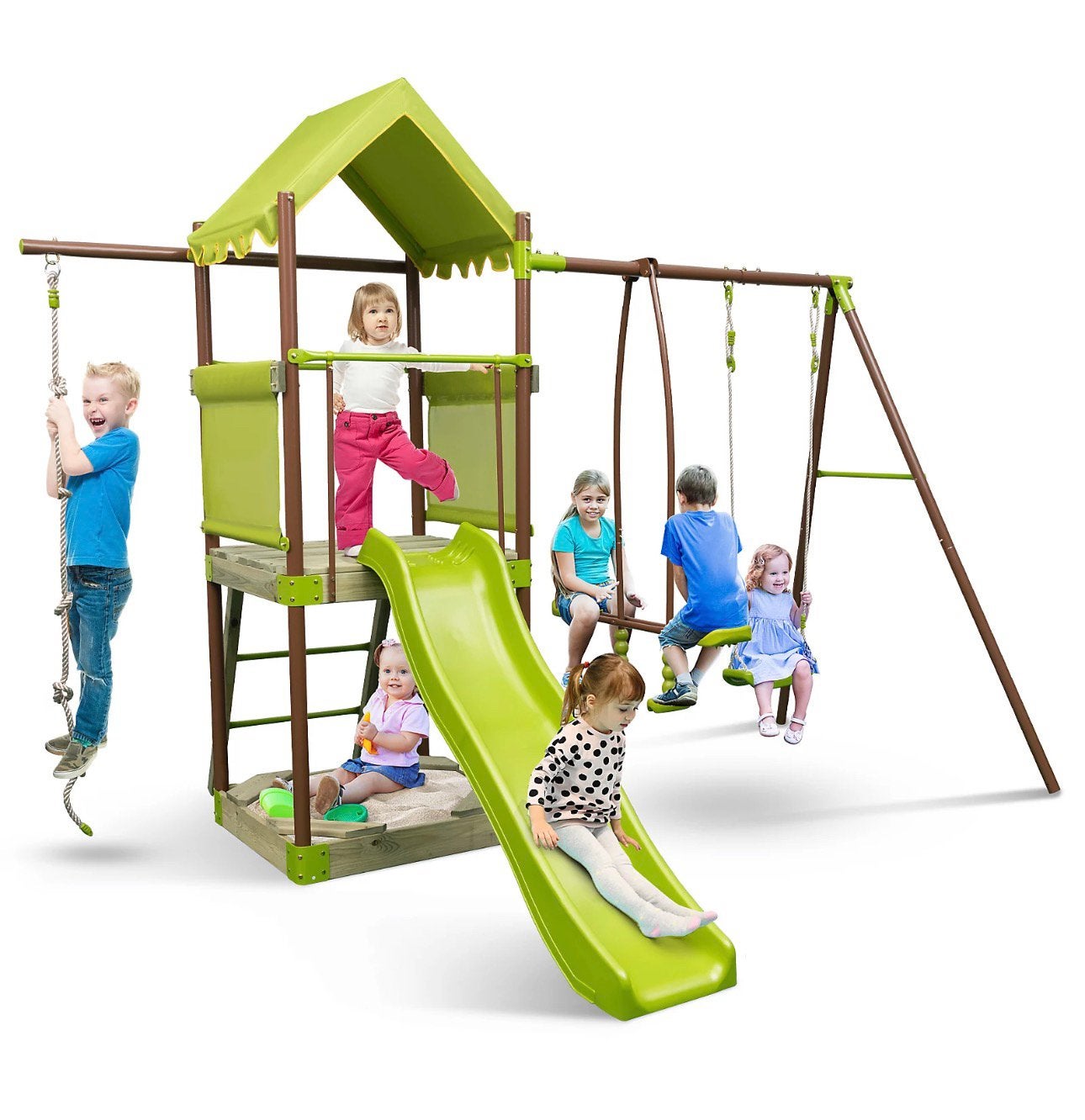 INTERESSE PEILING!! Costway 7-in-1  Outdoor Kids  Playground, Ophalen, Nieuw, Schommel