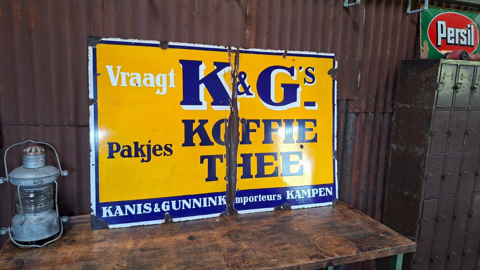 Groot emaille reclamebord., Ophalen
