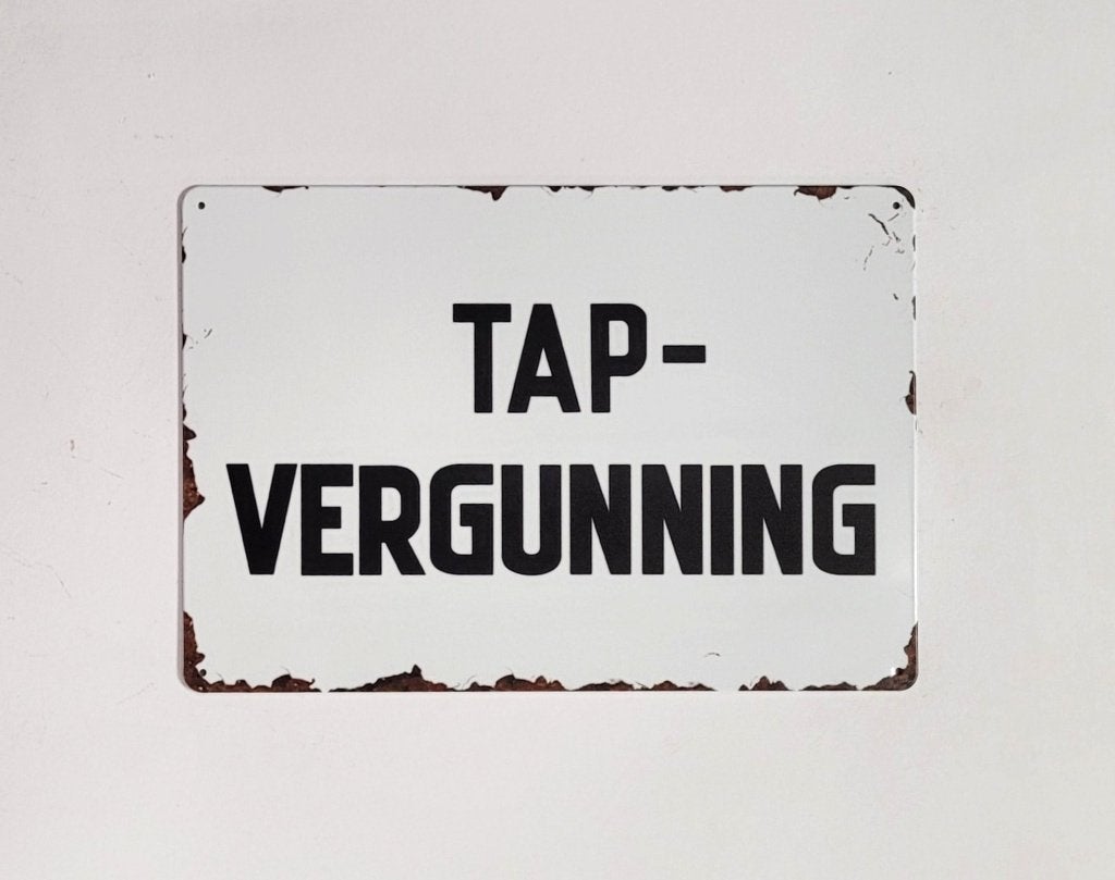 Tap Vergunning reclamebord van metaal wandbord decoratie, Info@deconoord.nl, Deco Noord, Nieuw, Ophalen of Verzenden
