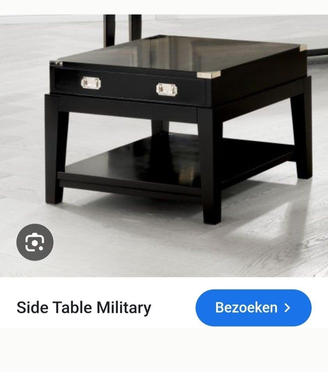 Eichholtz bijzettafel salontafel zwart met lade, Huis en Inrichting, Ophalen, Vierkant, 50 tot 100 cm, 50 tot 100 cm