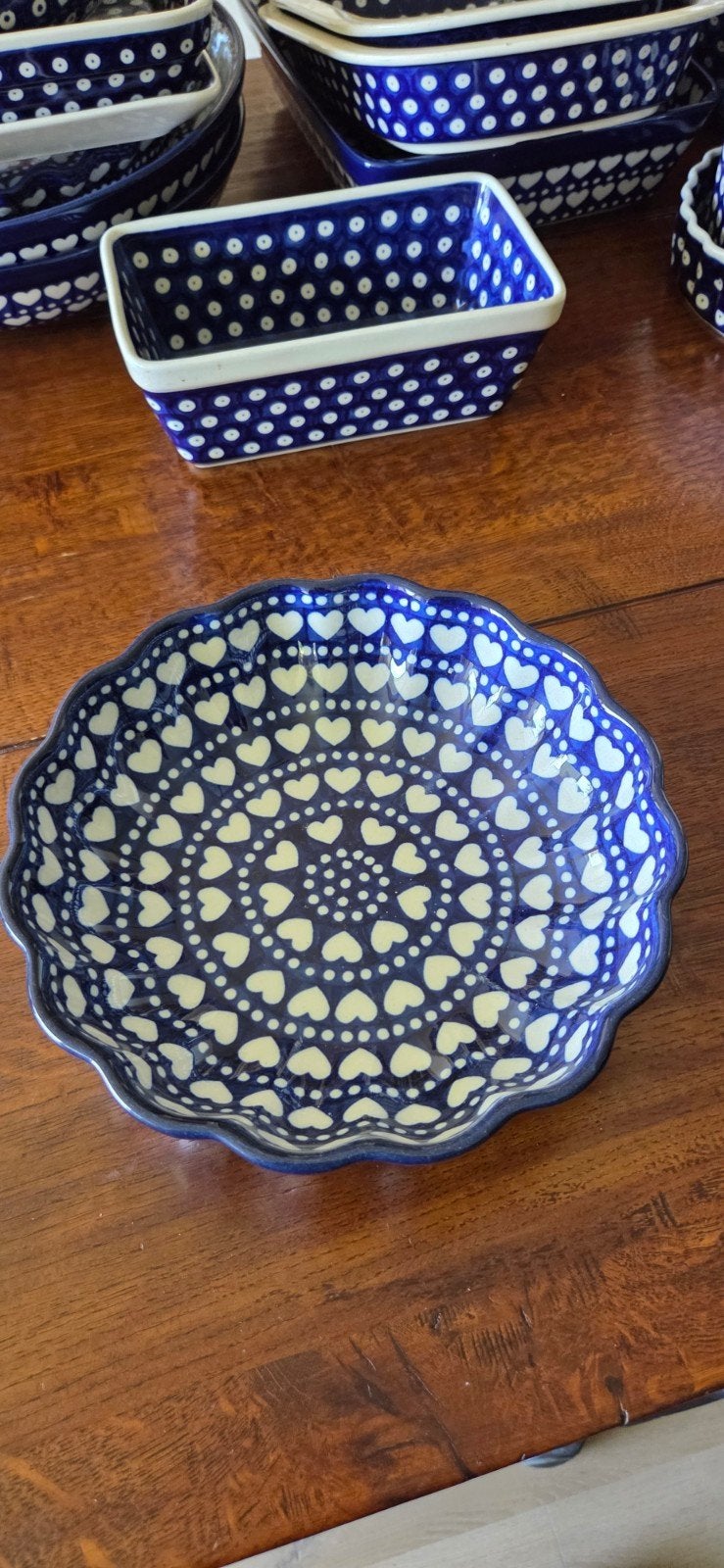 Bunzlau Keramiek Ovenschaal Hartjes Patroon 23x6 cm, Huis en Inrichting, Ophalen