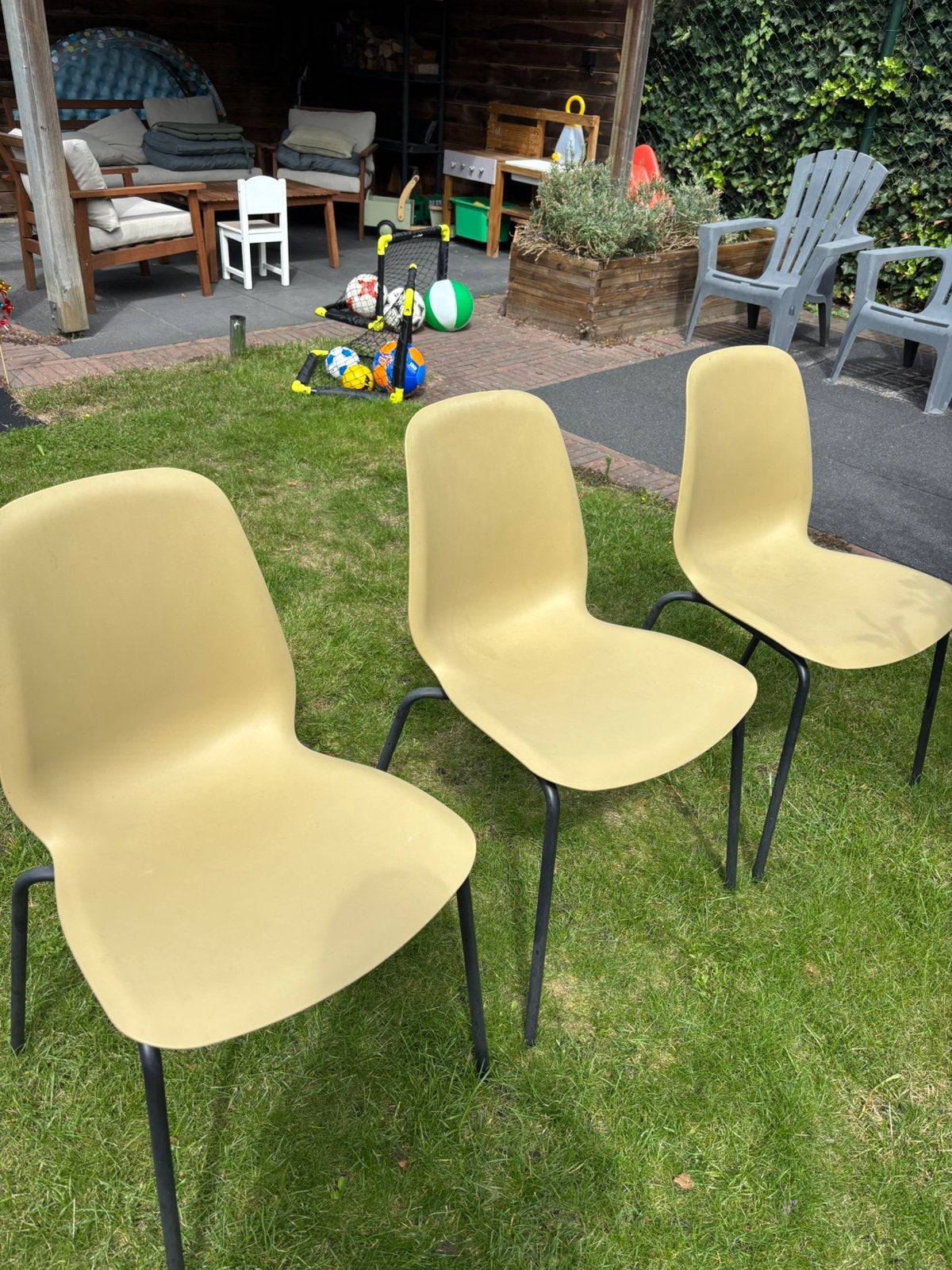 3 stapelbare tuinstoelen van ikea, Ophalen of Verzenden, Gebruikt, Kunststof, Stapelbaar