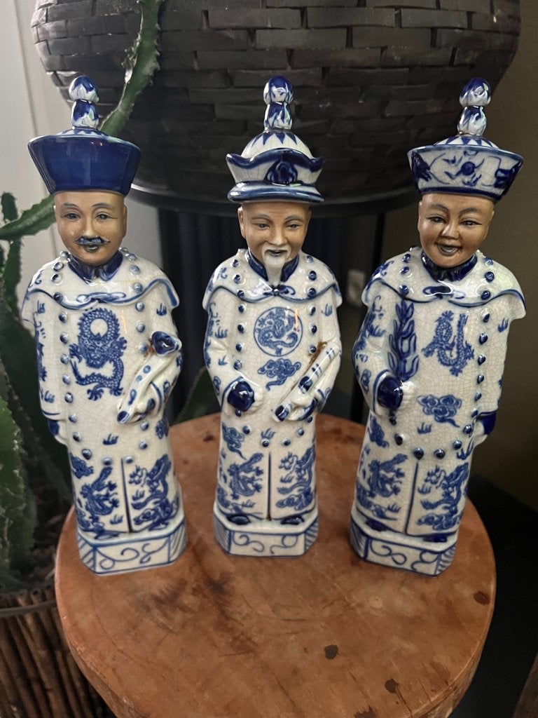 Chinese keizer beeld chinees aziatisch blauw wit B-keus, Ophalen of Verzenden, Gebruikt, Mens