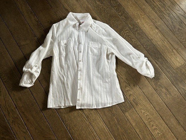 M29-Canda witte dames blouse lange mouw maat 44, Ophalen of Verzenden, Gedragen, Maat 42/44 (L), Wit