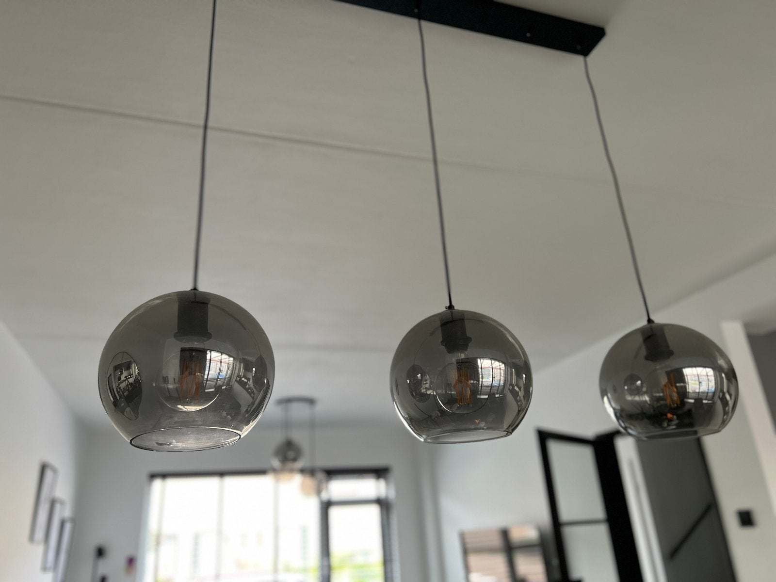 Smoke glas eetkamer hanglamp, Ophalen, Zo goed als nieuw, Glas