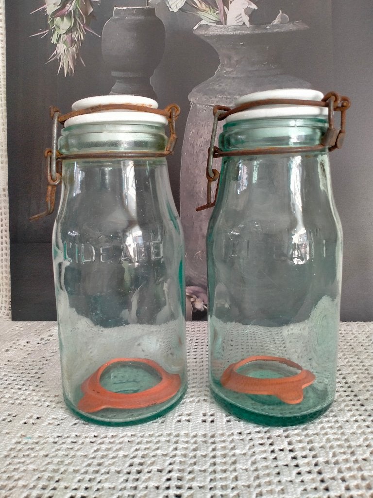 Brocante Franse weckpotten L' Ideale met porseleinen dop, Antiek en Kunst, Ophalen of Verzenden