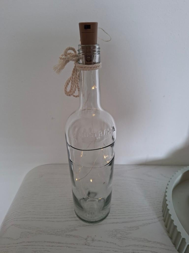 Flessenlamp met LED-verlichting, Huis en Inrichting, Vintage, Gebruikt, Meerkleurig, Ophalen of Verzenden