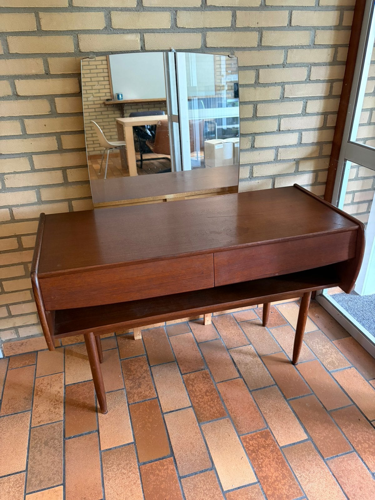 Vintage TEAK dressoir kaptafel Louis van Teeffelen WéBé, Ophalen, Gebruikt, 100 tot 150 cm, Vintage Mid Century
