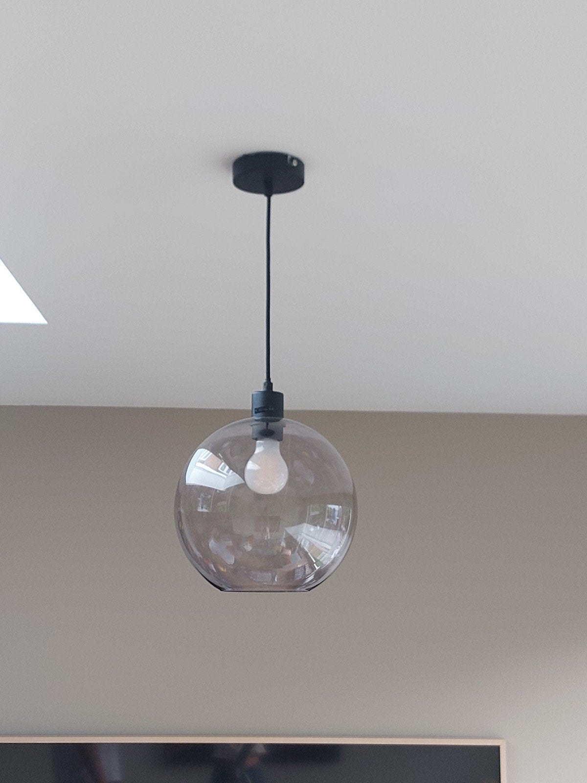 Gamma hanglamp met E27 fitting, Ophalen, E27 (groot), Zo goed als nieuw, Glas