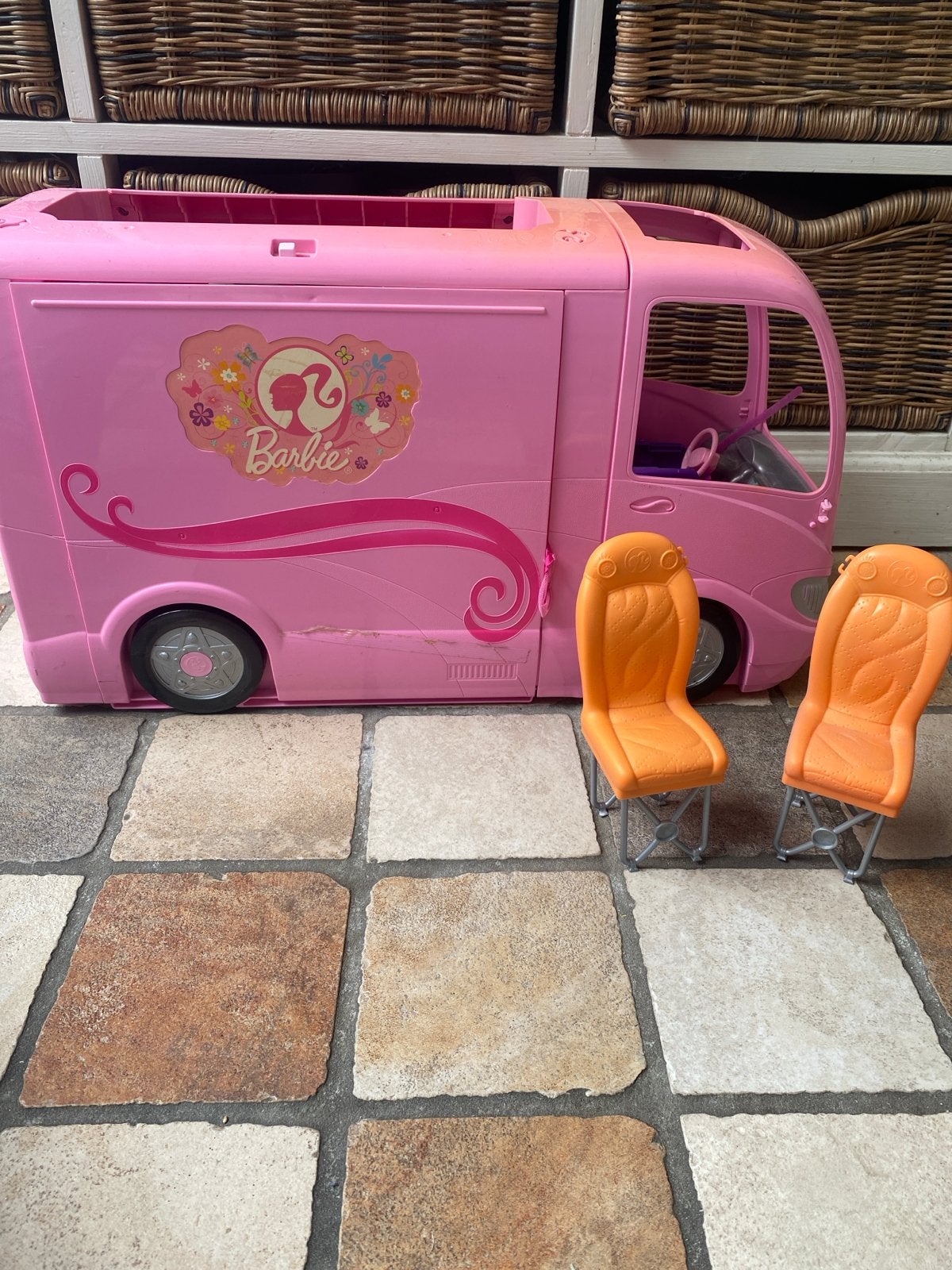 Barbie Camper Roze met Accessoires, Ophalen of Verzenden, Gebruikt