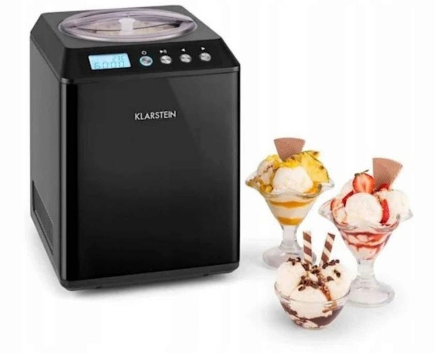 Klarstein ijsmachine met compressor - Zo goed als nieuw, Overige typen, Ophalen of Verzenden, Zo goed als nieuw, Zwart