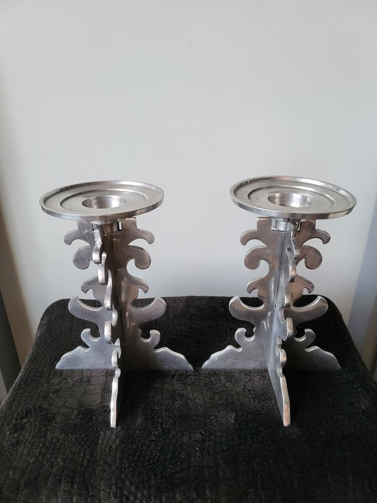 Kandelaars in barok stijl - set van twee, Ophalen of Verzenden, Zo goed als nieuw, Kandelaar, Minder dan 25 cm