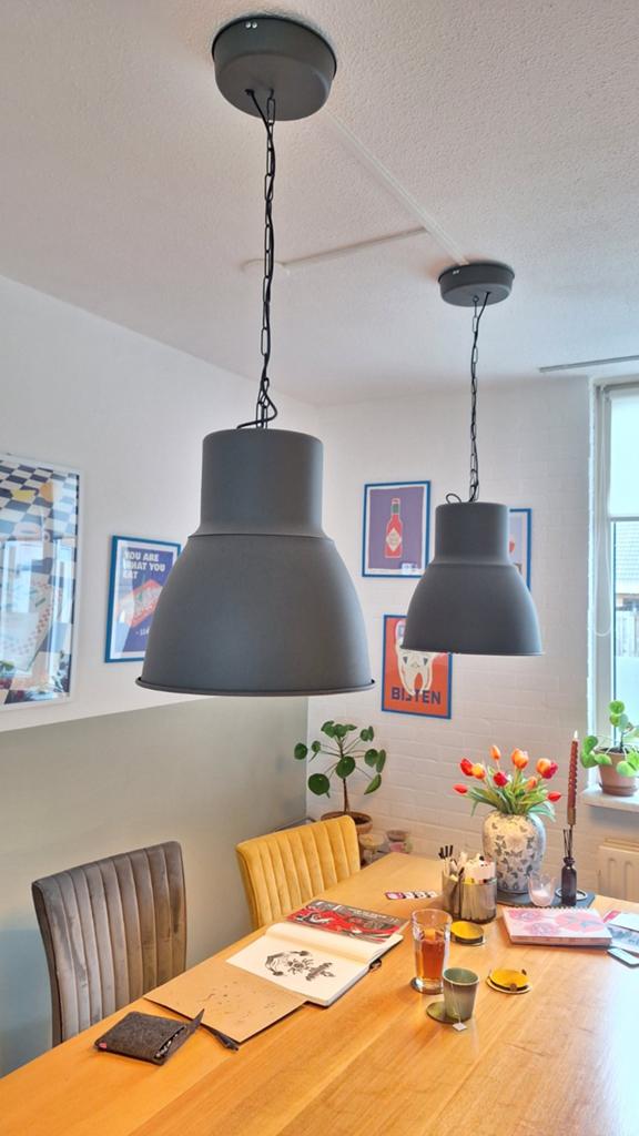 Ikea Hektar Hanglampen - Set van 2, Ophalen, Zo goed als nieuw, Metaal, Industrieel, Modern