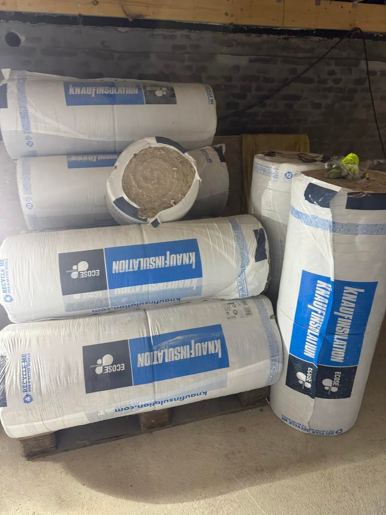 Knauf Ecose Glaswol Isolatie 580x2700x120 - 17 Rollen, Ophalen, 12 cm of meer, Nieuw, 15 m² of meer