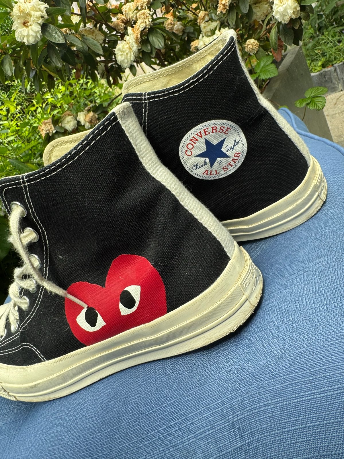 Converse x Comme des Garçons Play Chuck 70 High Zwart, Kleding | Heren, Schoenen, Ophalen of Verzenden, Gedragen, Zwart, Sneakers of Gympen