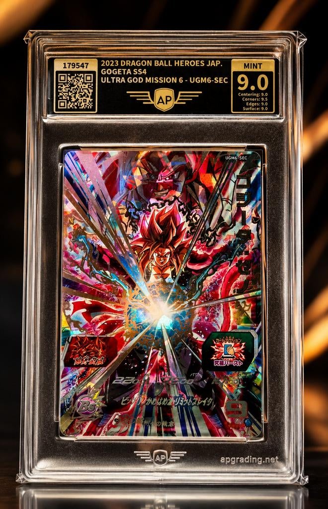 Dragon Ball Heroes Gogeta SS4 UGM6-SEC Mint 9.0, Ophalen of Verzenden, Zo goed als nieuw, Losse kaart