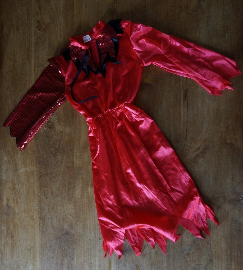 Heksenjurkje rood (128) Leuk voor Halloween of Carnaval, Kinderen en Baby's, Ophalen of Verzenden, Gebruikt, 122 t/m 128, Meisje