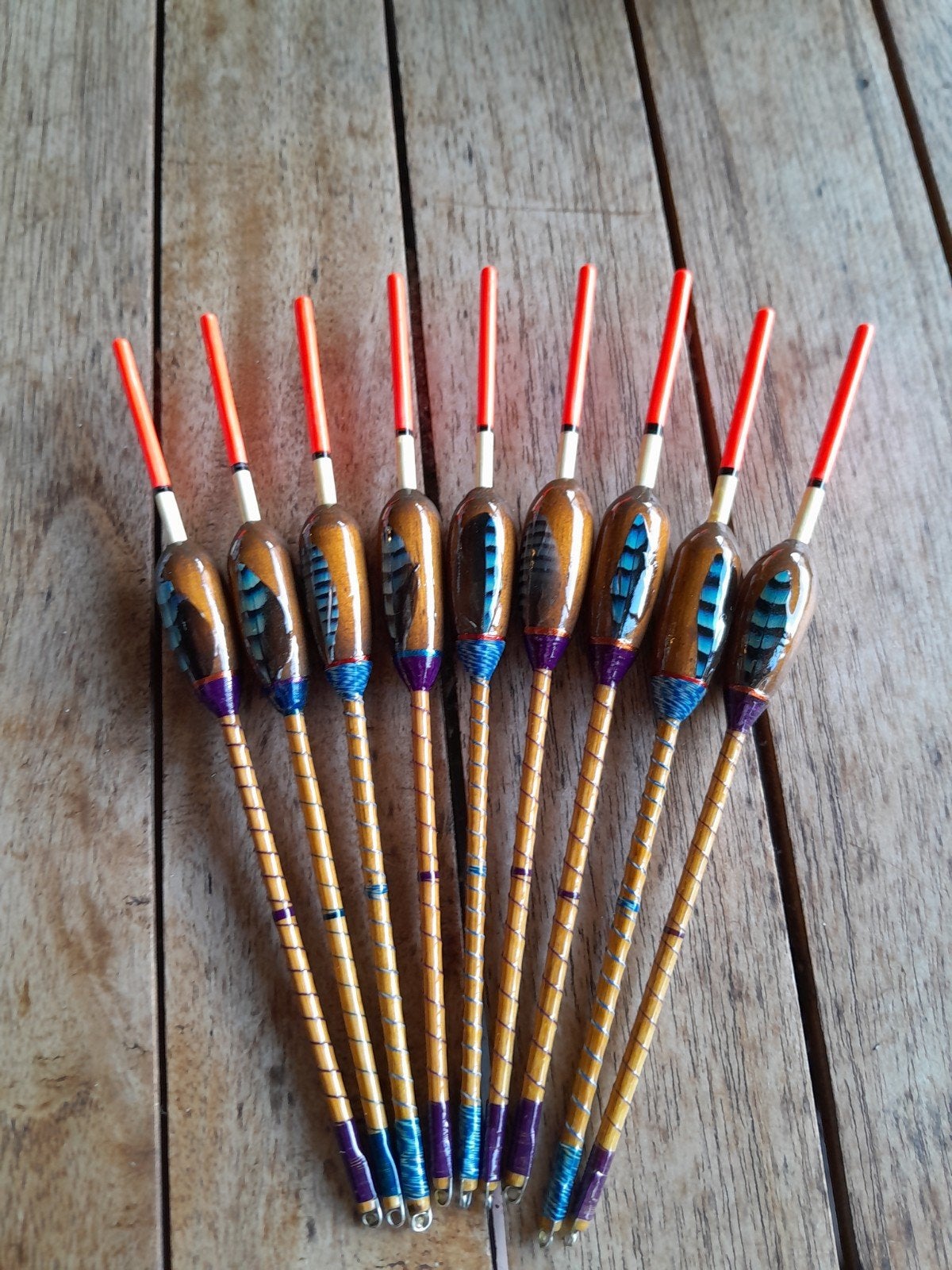 Handgemaakte karper zeelt dobbers met featherinlay, Watersport en Boten, Ophalen of Verzenden, Nieuw, Dobber of Lood