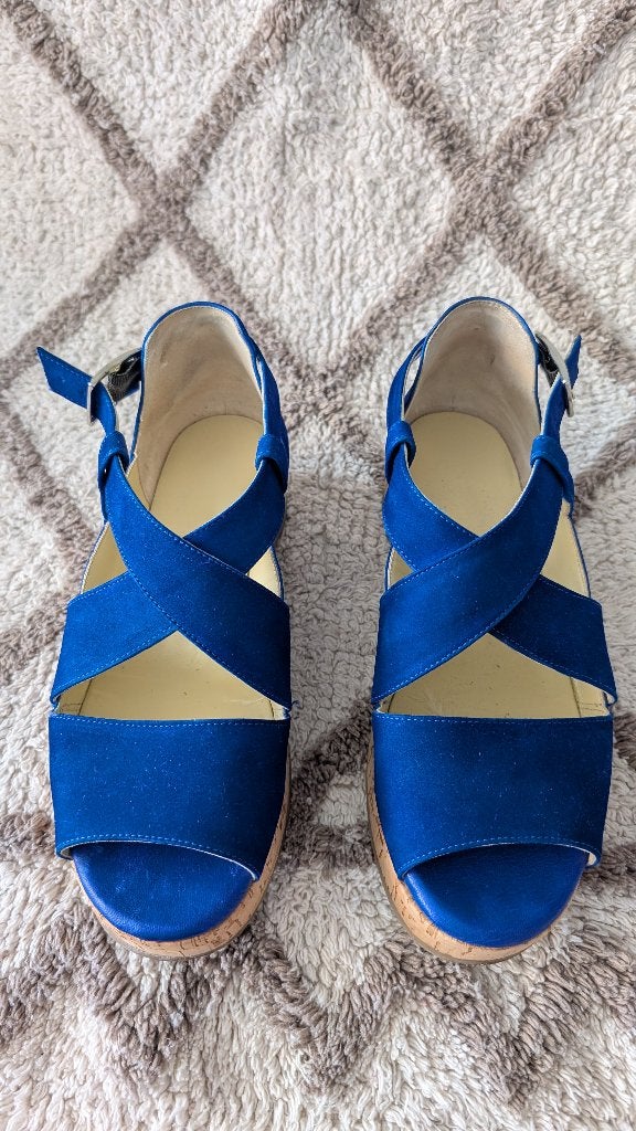 Leren kobaltblauwe sandalen van Recharge Footwear, Kleding | Dames, Schoenen, Sandalen of Muiltjes, Zo goed als nieuw, Recharge Footwear