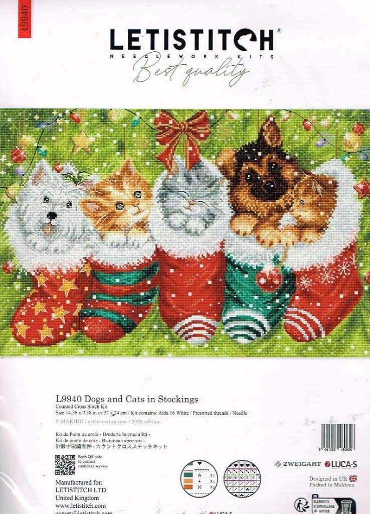 Cado SALE LETISTITCH borduurpakket DOGS and CATS  STOCKINGS, Ophalen of Verzenden, Nieuw, Handborduren, Borduurpakket