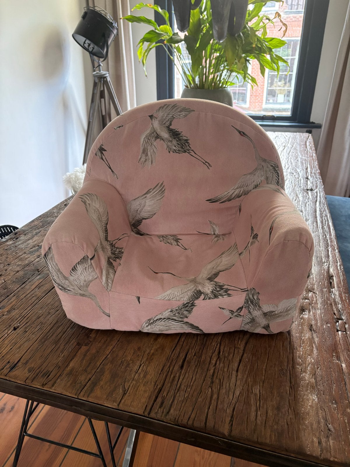 Leuke stoffen kinderstoel met vogelprint, Ophalen, Gebruikt, Overige typen