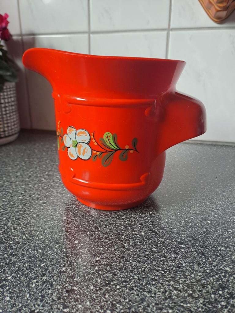 Vintage Buchsteiner oranje beslagkom bloem., Ophalen of Verzenden