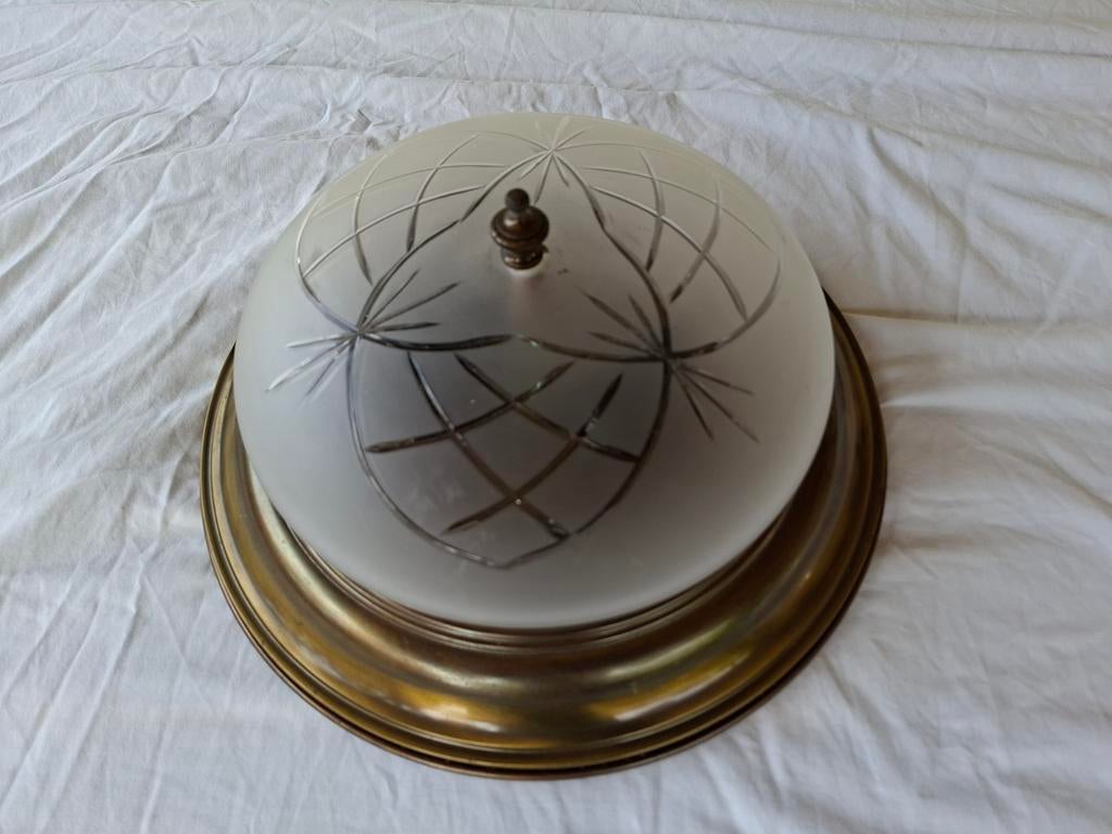 Vintage retro plafonniere plafondlamp Design glas jaren 60., Huis en Inrichting, Lampen | Plafondlampen, Ophalen of Verzenden