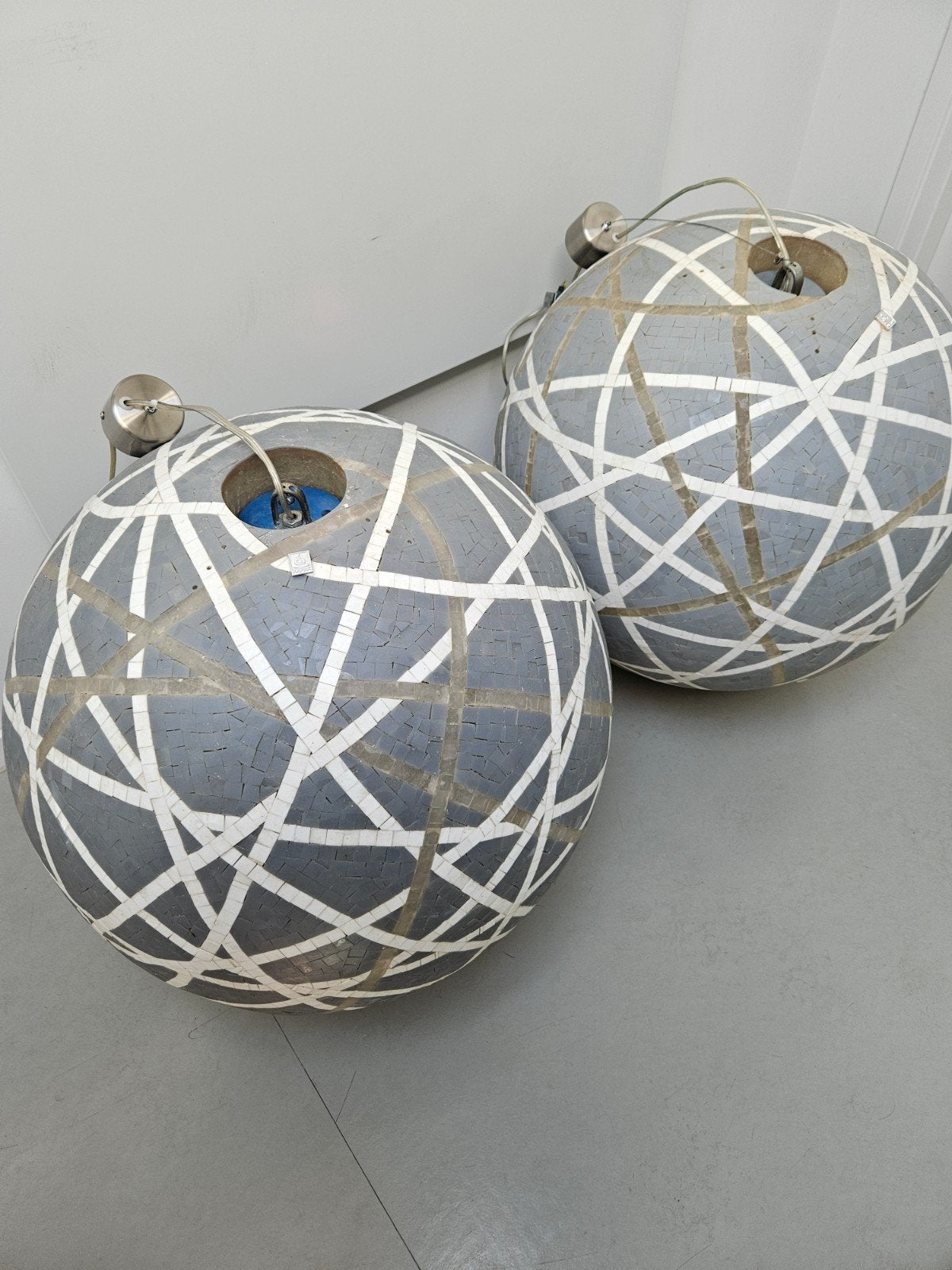 Set van 2 Exclusieve Kayak Mozaïek Hanglampen XL Ø 60, Huis en Inrichting, Ophalen, Zo goed als nieuw