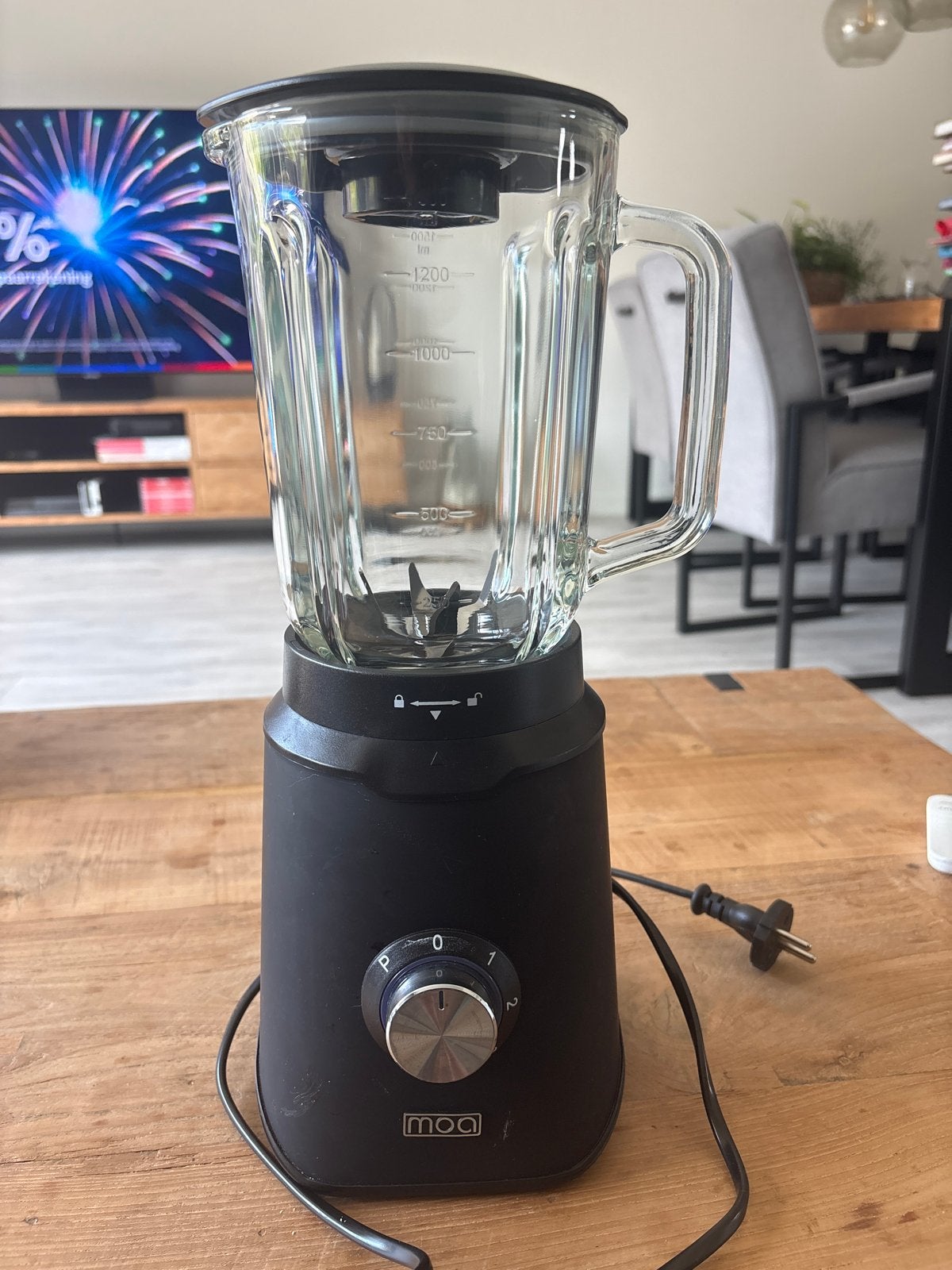 MOA Blender met glazen kan - Zwart, Ophalen of Verzenden, Gebruikt, Blender