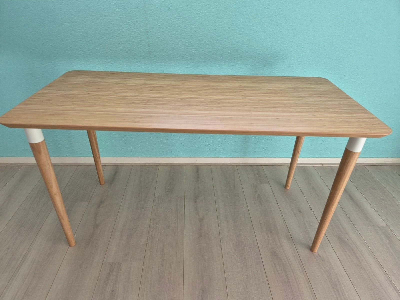 Bamboe bureau tafel 140 bij 65 cm, Ophalen, 140 cm, 65 cm, Zo goed als nieuw