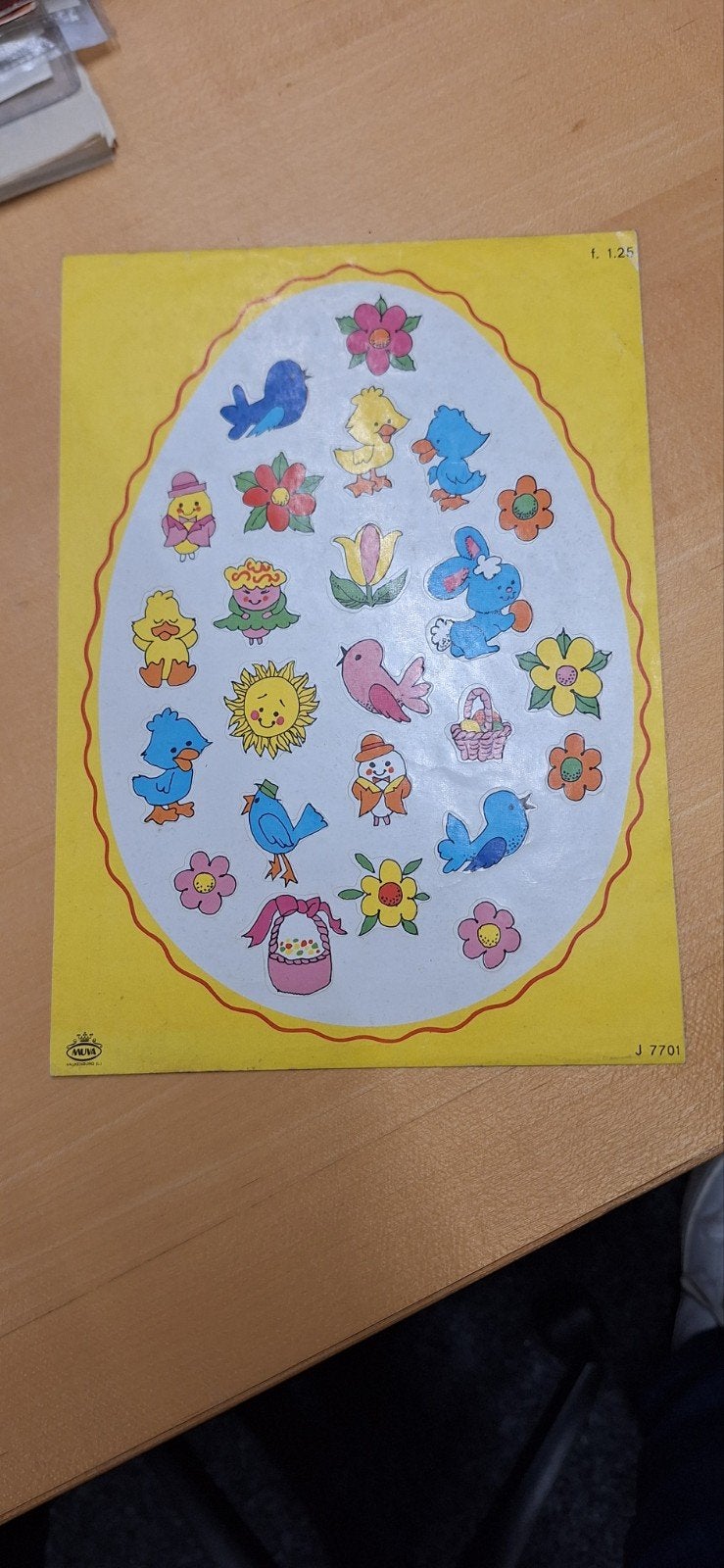 Vintage Plaatje MUVA J 7701 - Kuikens, Vogels en Bloemen, Ophalen of Verzenden, Gebruikt, Overige typen