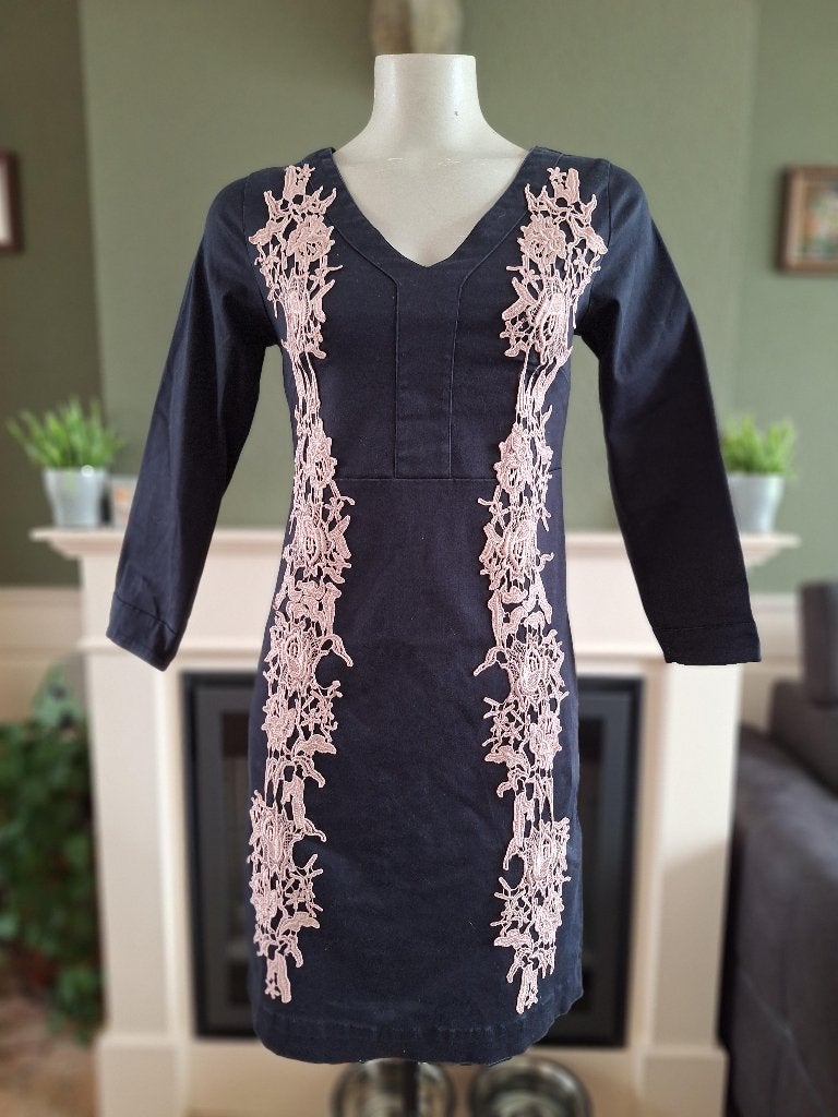 Almatrichi grijs roze jurk sp 38 nl 36 S, Kleding | Dames, Verzenden, Zo goed als nieuw, Knielengte, Maat 36 (S)