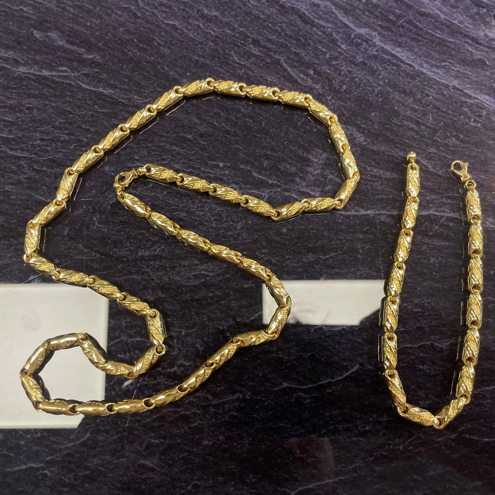 18k gouden monte carlo schakel ketting en armband, Ophalen of Verzenden, Nieuw, Goud, Goud