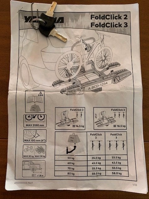 Yakima FoldClick 2 fietsendrager voor trekhaak, Auto diversen, Ophalen, Zo goed als nieuw, 2 fietsen, Trekhaakdrager