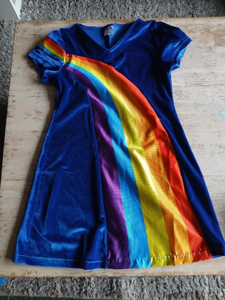 K3 jurk blauw met regenboog, maat 134, Gebruikt, Meisje, K3, Ophalen of Verzenden