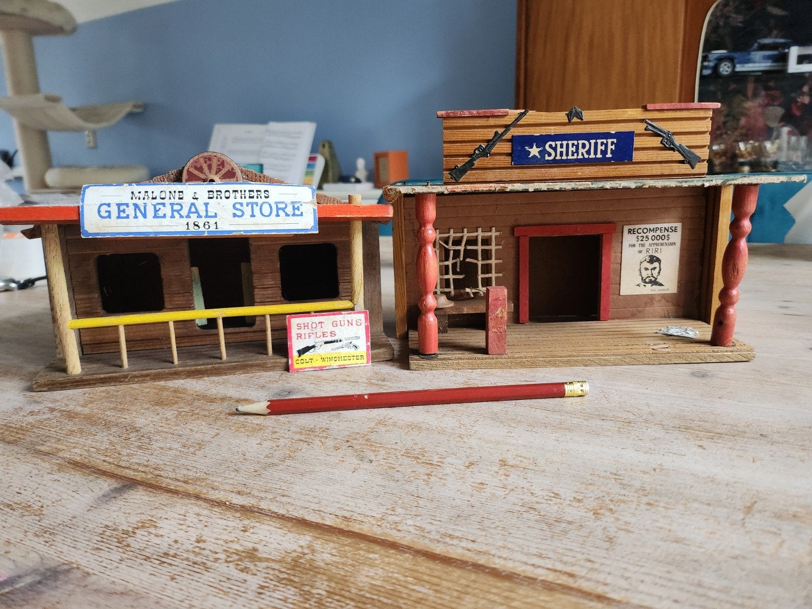 Jaren 1970 DDR western huisjes, Ophalen of Verzenden, Gebruikt, 1:50 of kleiner, Diorama