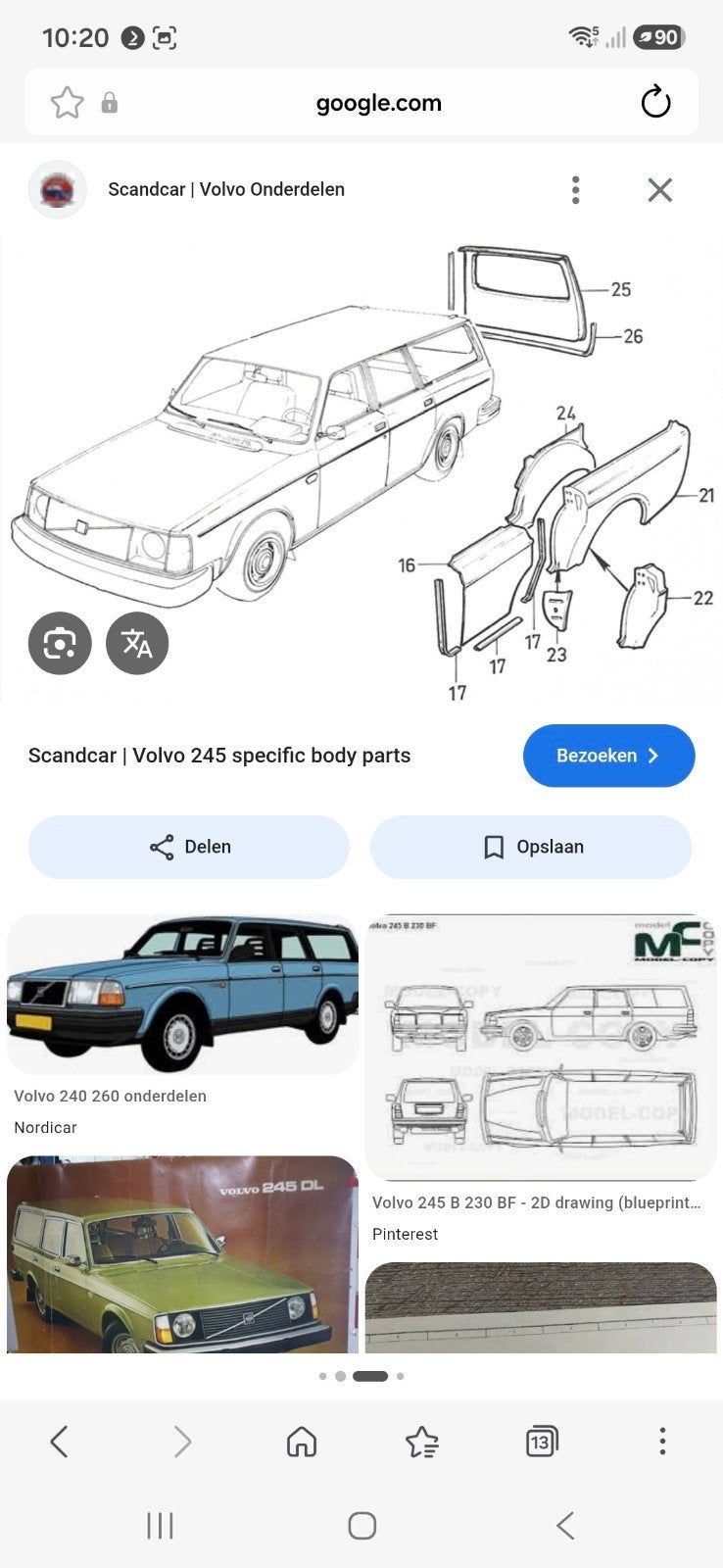 Carrosserie van een volvo 240 245 station, Ophalen, Voor, Volvo, Bumper