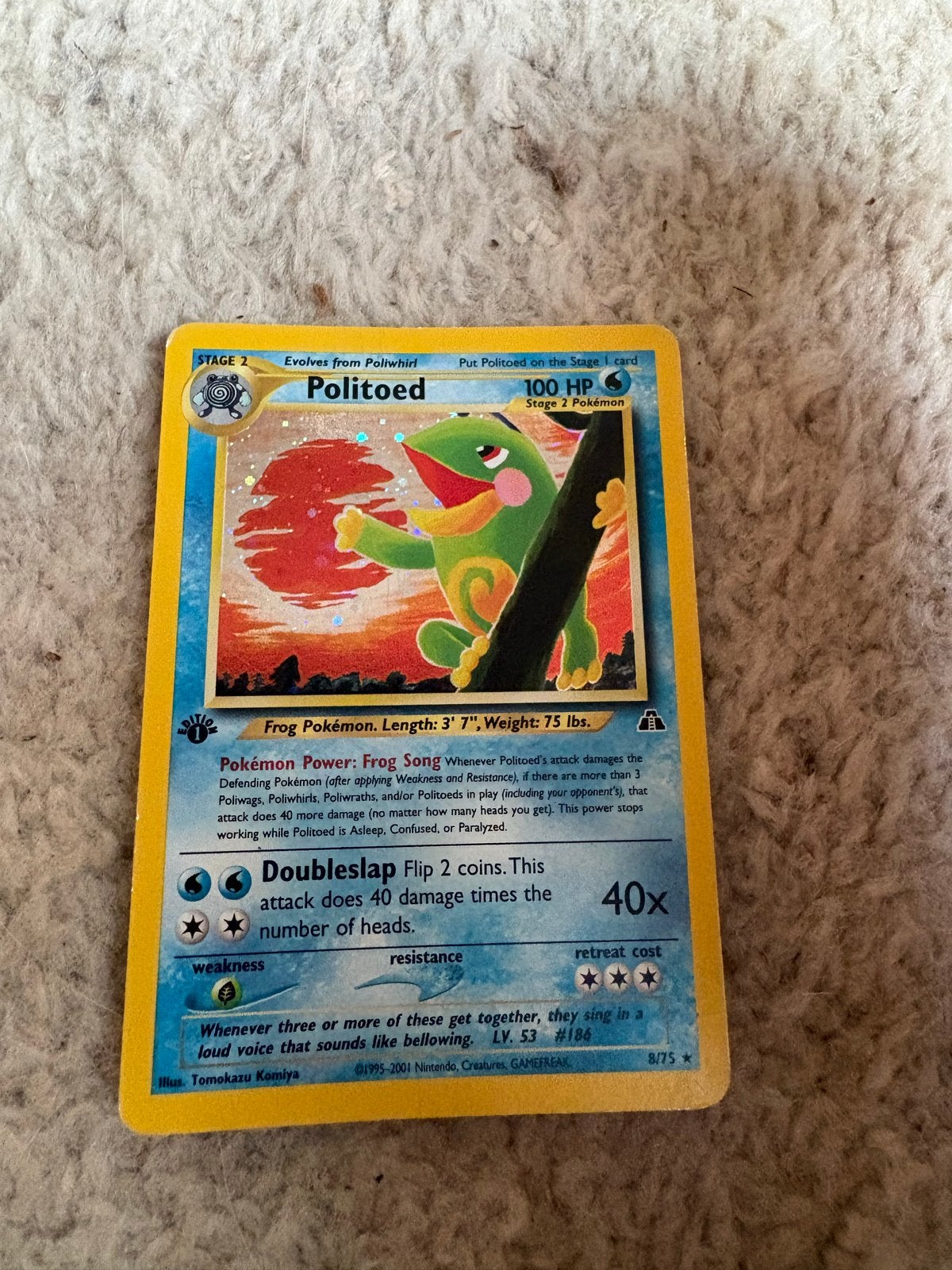 Pokémon Kaart Politoed 1st ed 8/75 Neo Discovery Holo, Ophalen of Verzenden, Gebruikt, Losse kaart