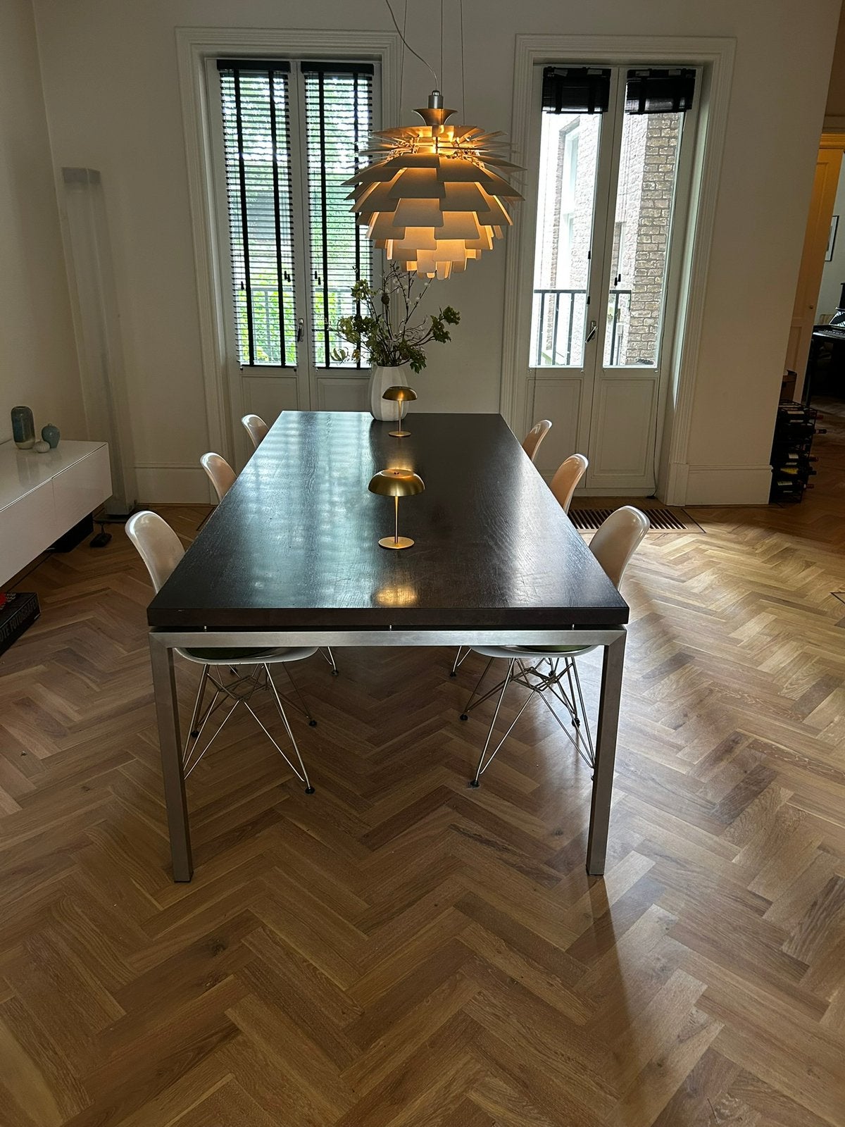 Design eettafel ontwerp Bert Plantagie, Ophalen, Gebruikt, 100 tot 150 cm, Eikenhout