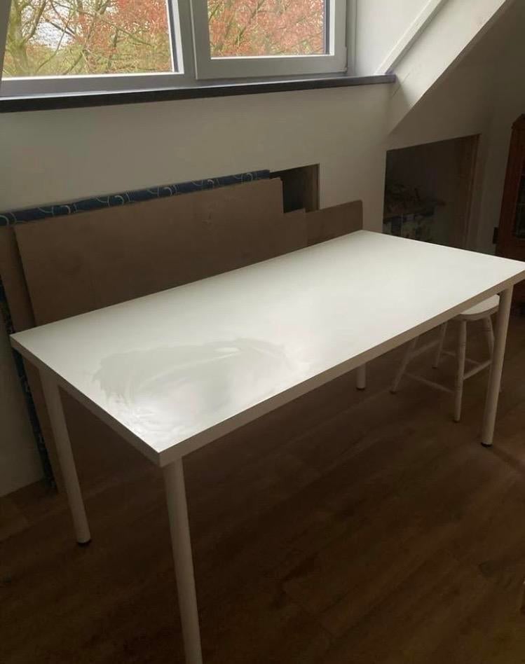 Wit bureau - Ideaal voor thuiswerk of studeren, Ophalen, Demontabel, Gebruikt, IKEA