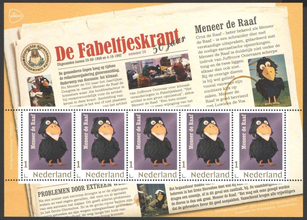 Postzegels De Fabeltjeskrant: Meneer de Raaf, Ophalen of Verzenden, Na 1940, Postfris