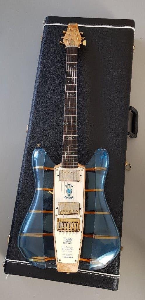 RKS Custom Bombay Sapphire gin design gitaar blauw messing, Ophalen, Zo goed als nieuw, Solid body, Fender