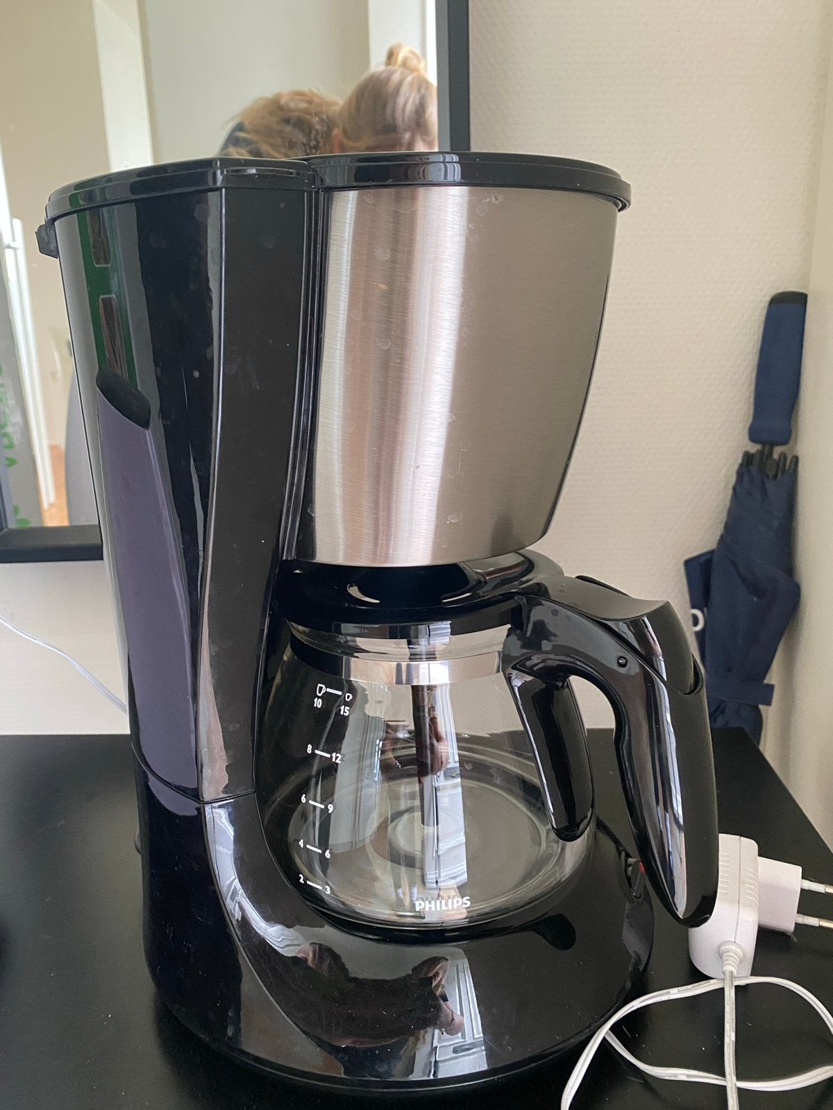 Philips Koffiezetapparaat - Zwart/RVS - Goede Staat, Ophalen, Gebruikt, 10 kopjes of meer, Koffiemachine