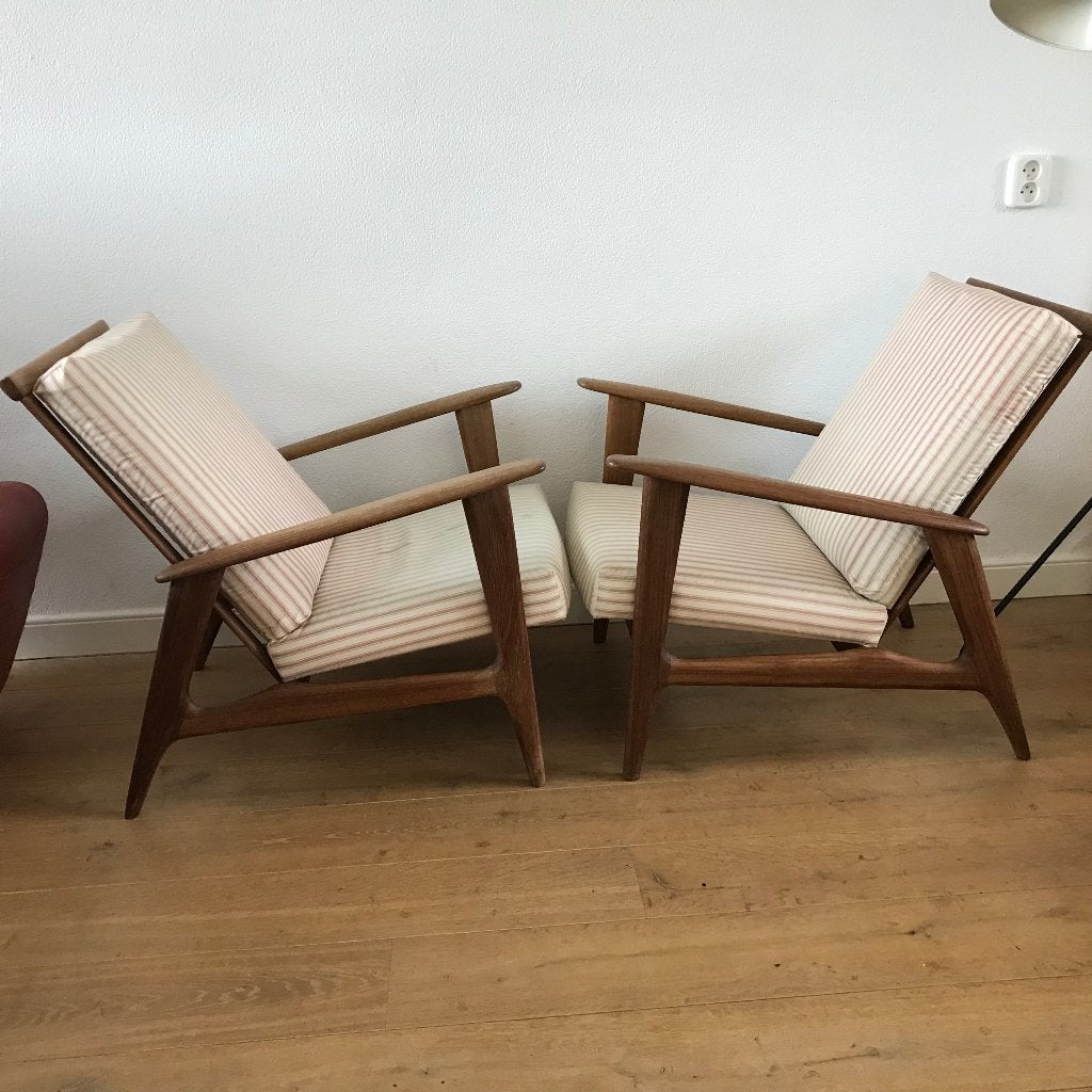 Set 2 vintage fauteuils easy chairs Deens design, Ophalen, Gebruikt, 75 tot 100 cm, Nvt