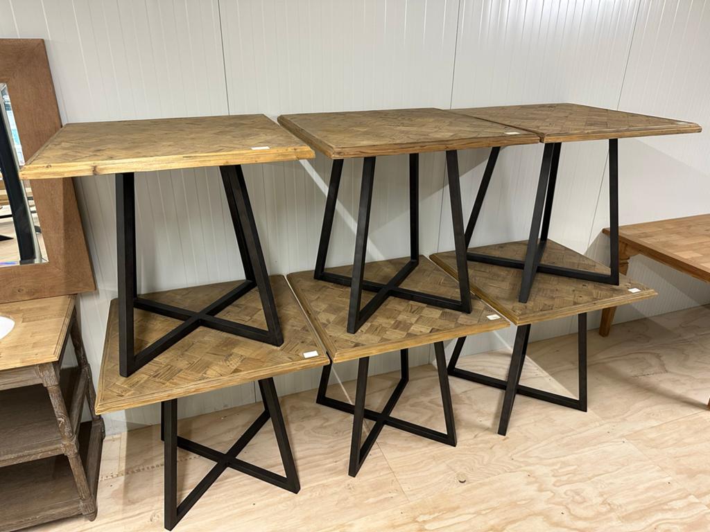 6 Nieuwe Horeca Tafels 80x80cm - Zwart Metaal & Hout, Ophalen, Nieuw zonder verpakking, Meubilair