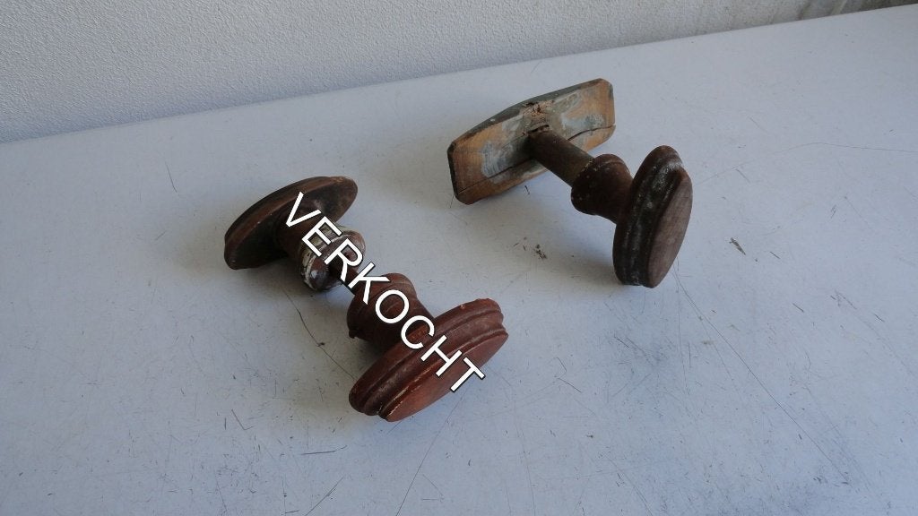 Deurknop, antieke, houten, Ophalen of Verzenden