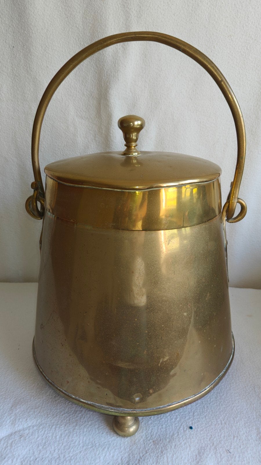 Antieke Koperen of Bronzen Kolenemmer met Deksel, Ophalen