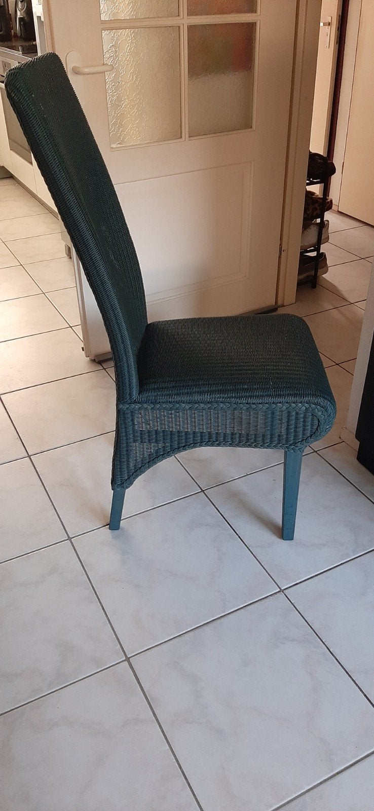 Eetkamerstoelen. Lloyd Loom.  Blauw., Huis en Inrichting, Stoelen, Gebruikt, Blauw, Lloyd Loom, Vier