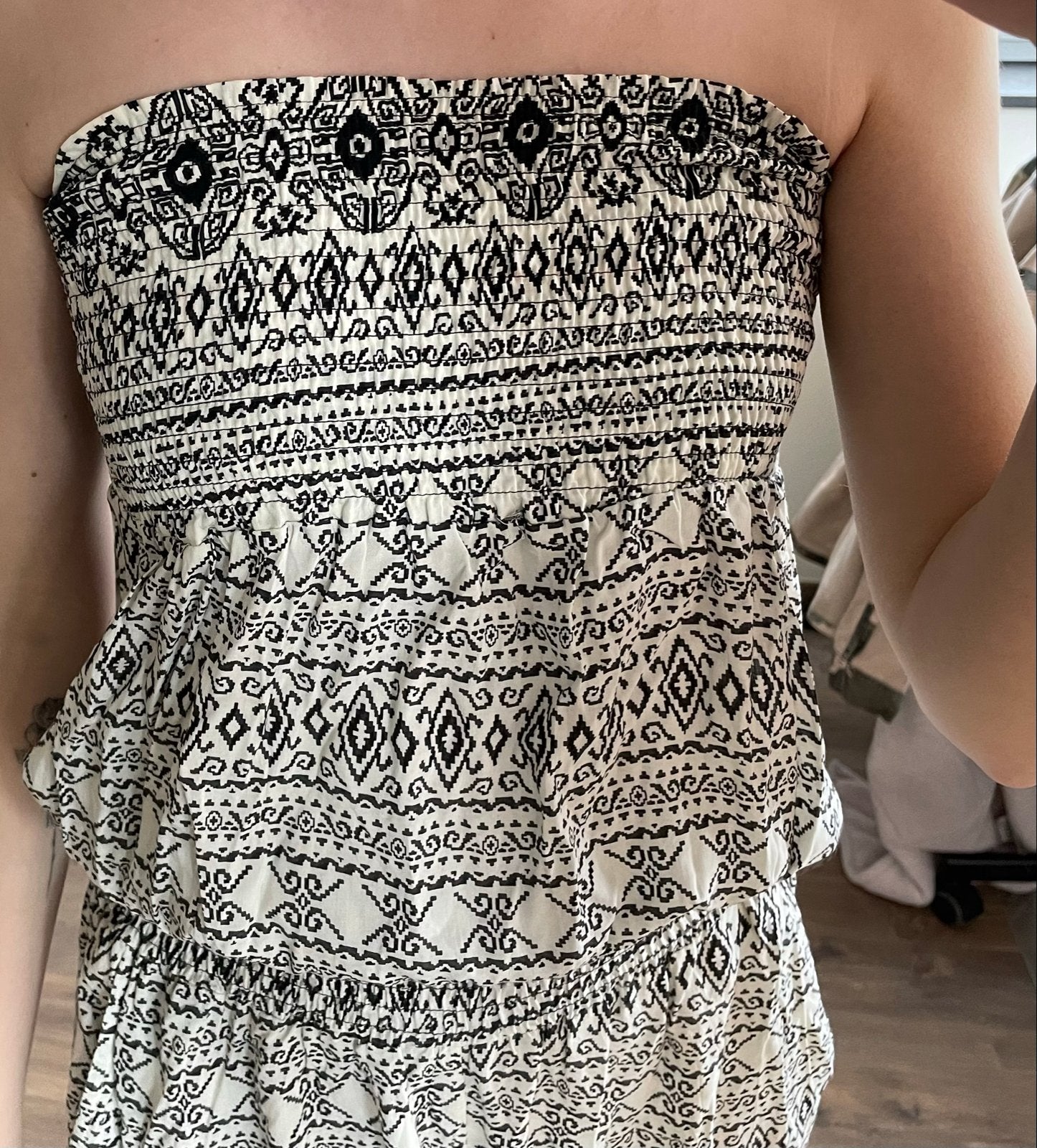 Zwart-witte jumpsuit met etnische print, Kleding | Dames, Jumpsuits, Zo goed als nieuw, Maat 36 (S), Zwart, Ophalen of Verzenden