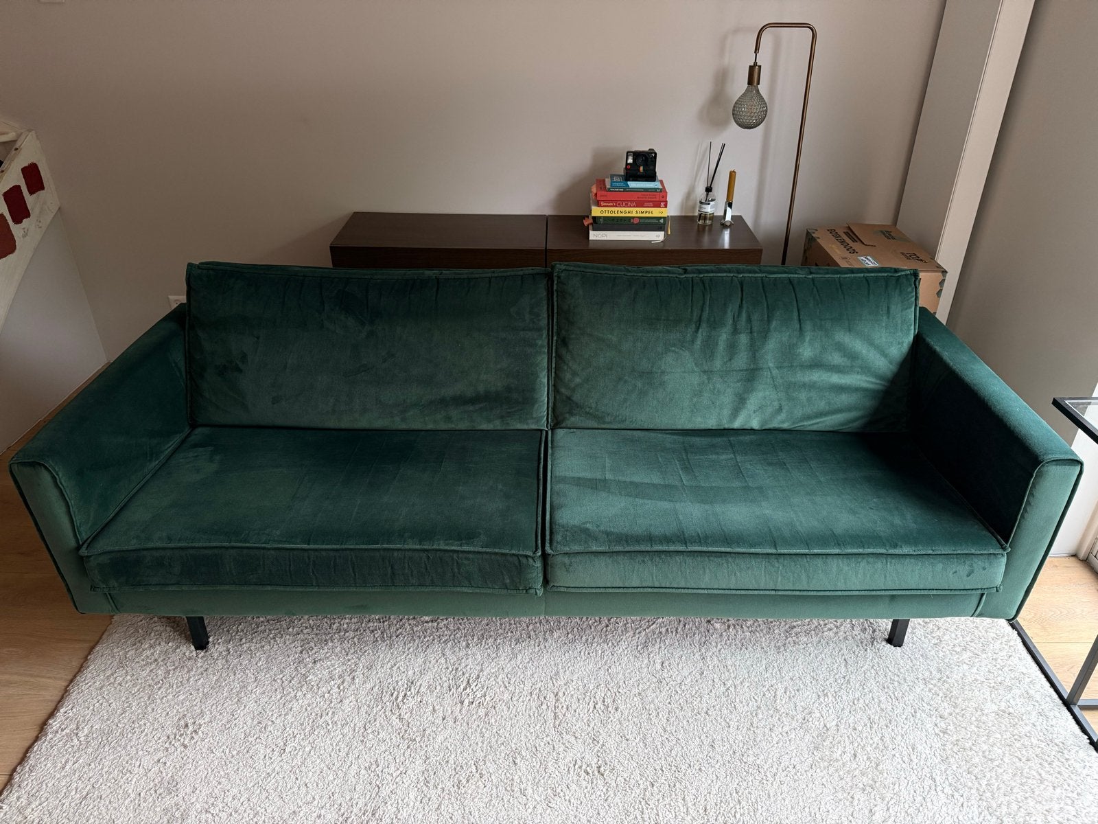 Amsterdam Velvet Bank 3-zits, Juke Groen - Zo goed als nieuw, Huis en Inrichting, Ophalen, Driepersoons, 75 tot 100 cm, Zo goed als nieuw